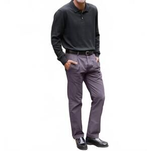 NEW ALEX CRANE feather long sleeve polo in night